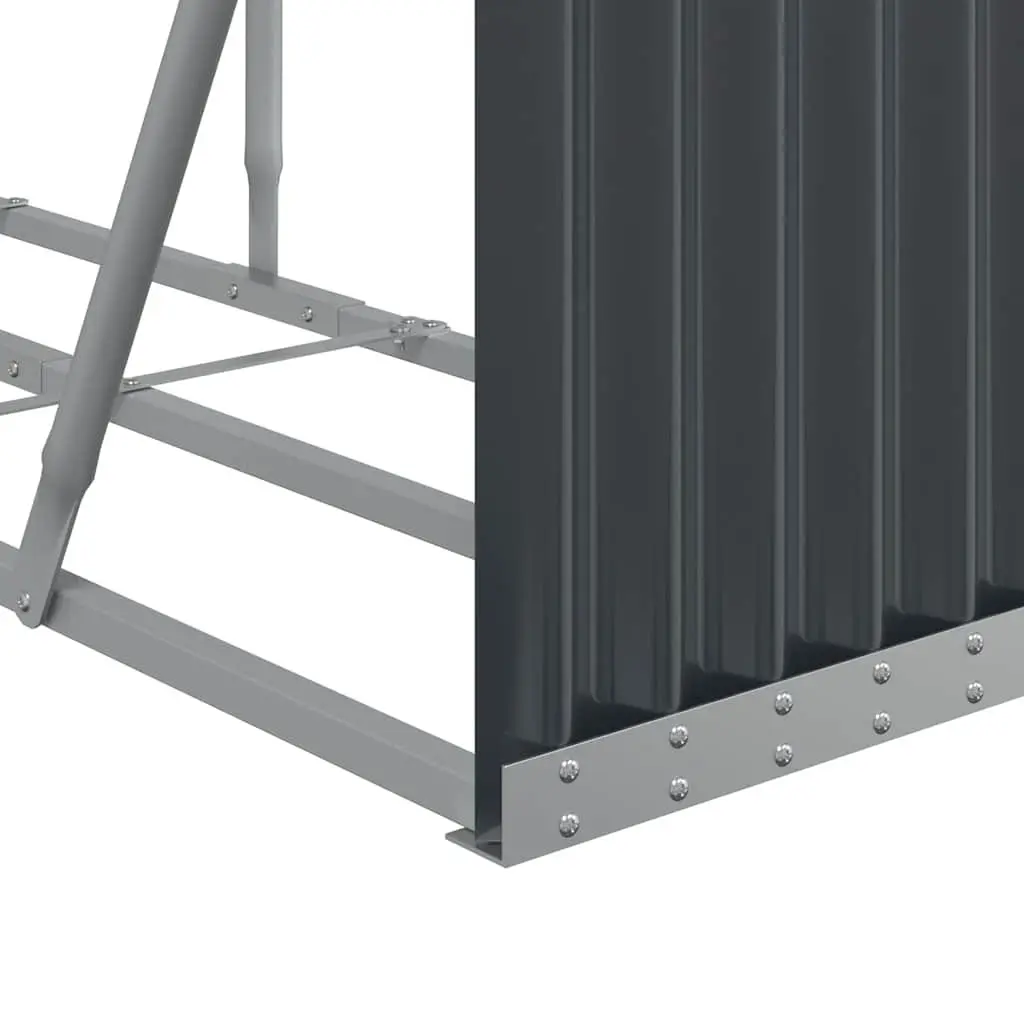 Log Holder Anthracite Galvanised Steel Firewood Storage Rack Wall Mount Outdoor