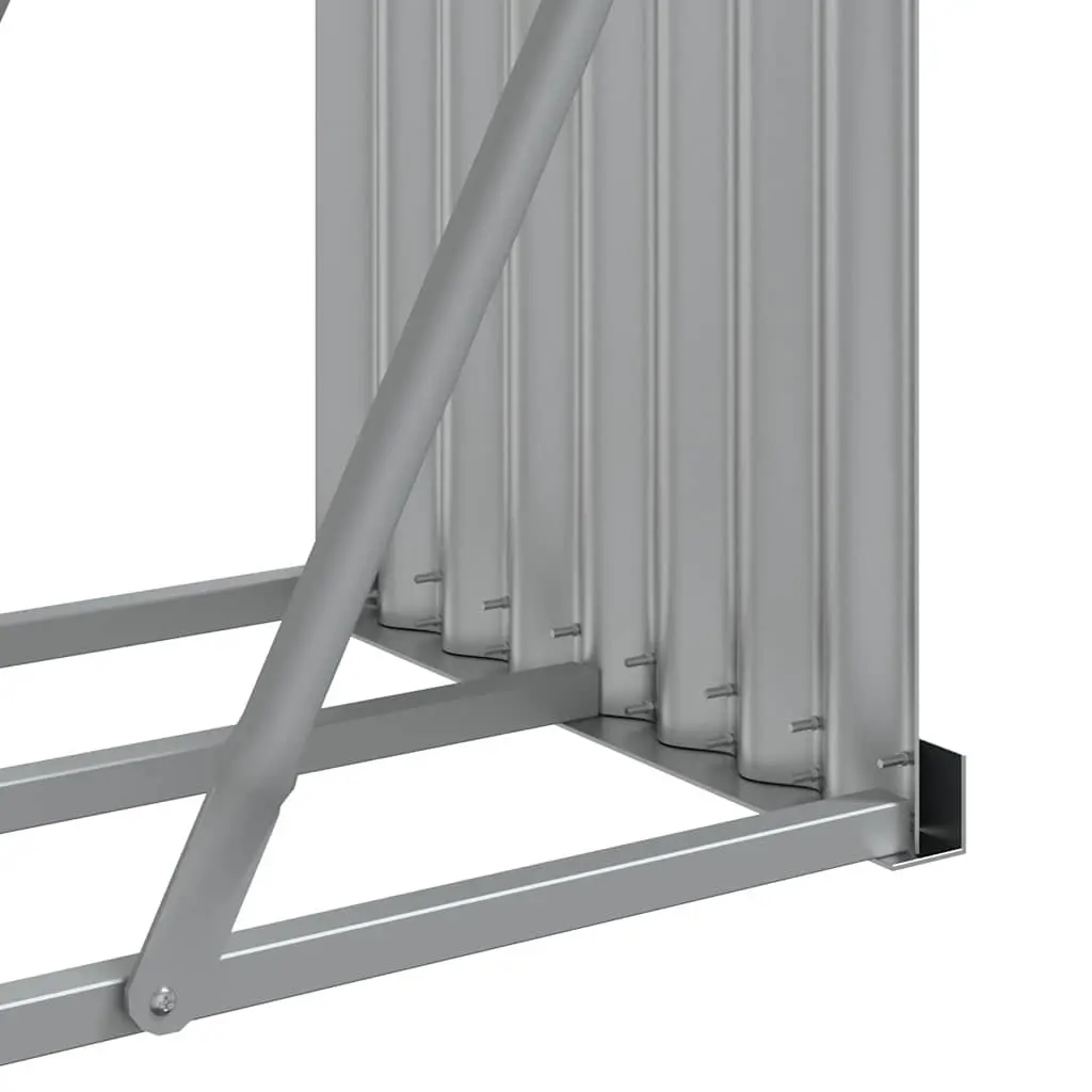 Log Holder Anthracite Galvanised Steel Firewood Storage Rack Wall Mount Outdoor