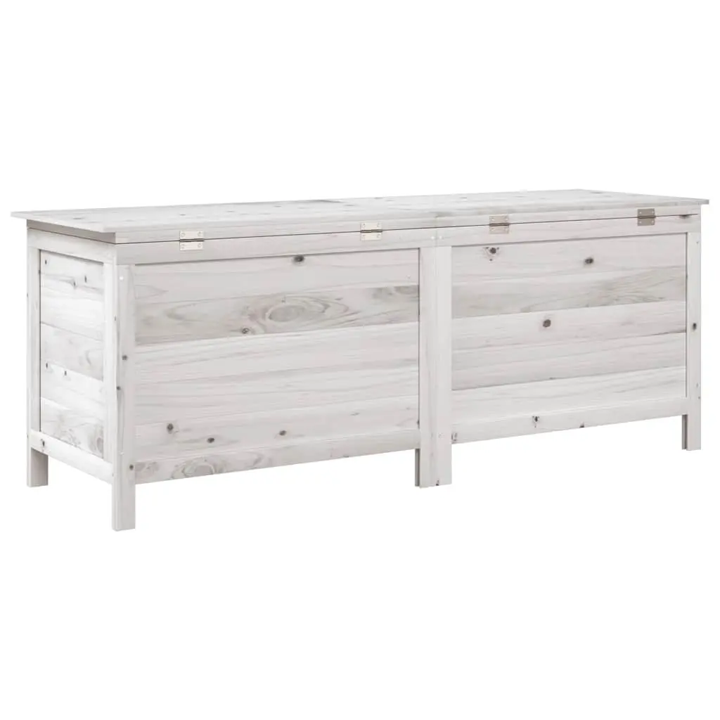Garden Storage Box White Wooden Cushion Storage Bench 150 x 50 x 56.5 cm