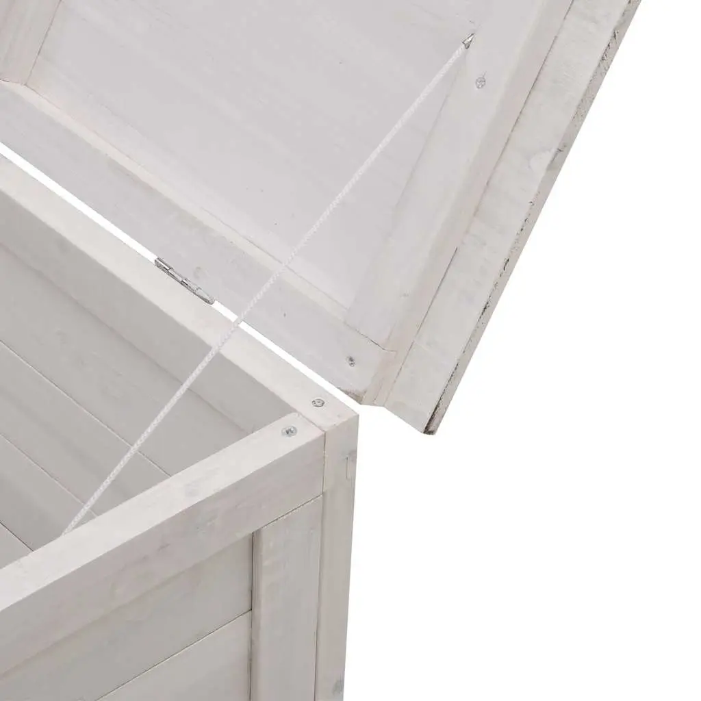 Garden Storage Box White Wooden Cushion Storage Bench 150 x 50 x 56.5 cm