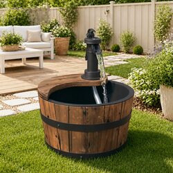 Create a Relaxing Outdoor Space with a Wooden Water Fountain
