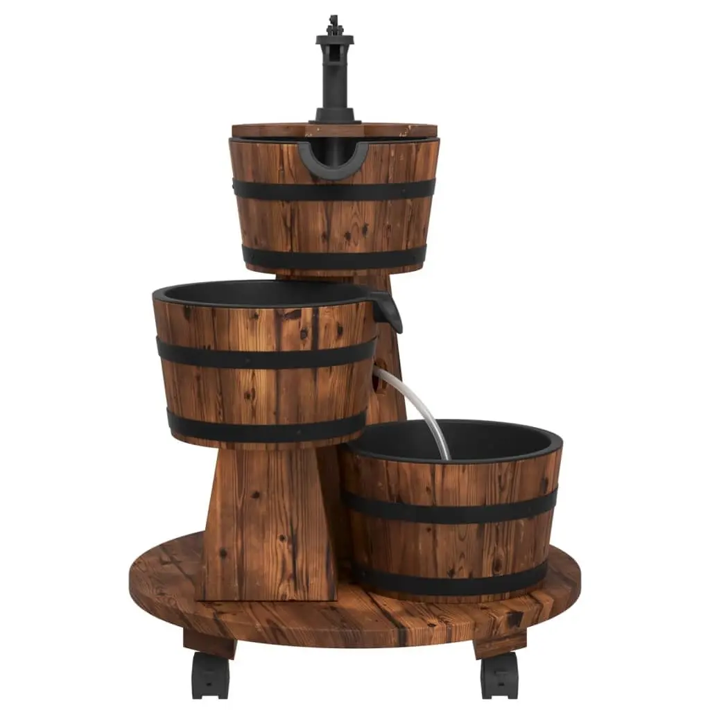 Water Fountain Solid Fir Wood Wheeled Outdoor Patio Garden 55 x 55 x 80 cm