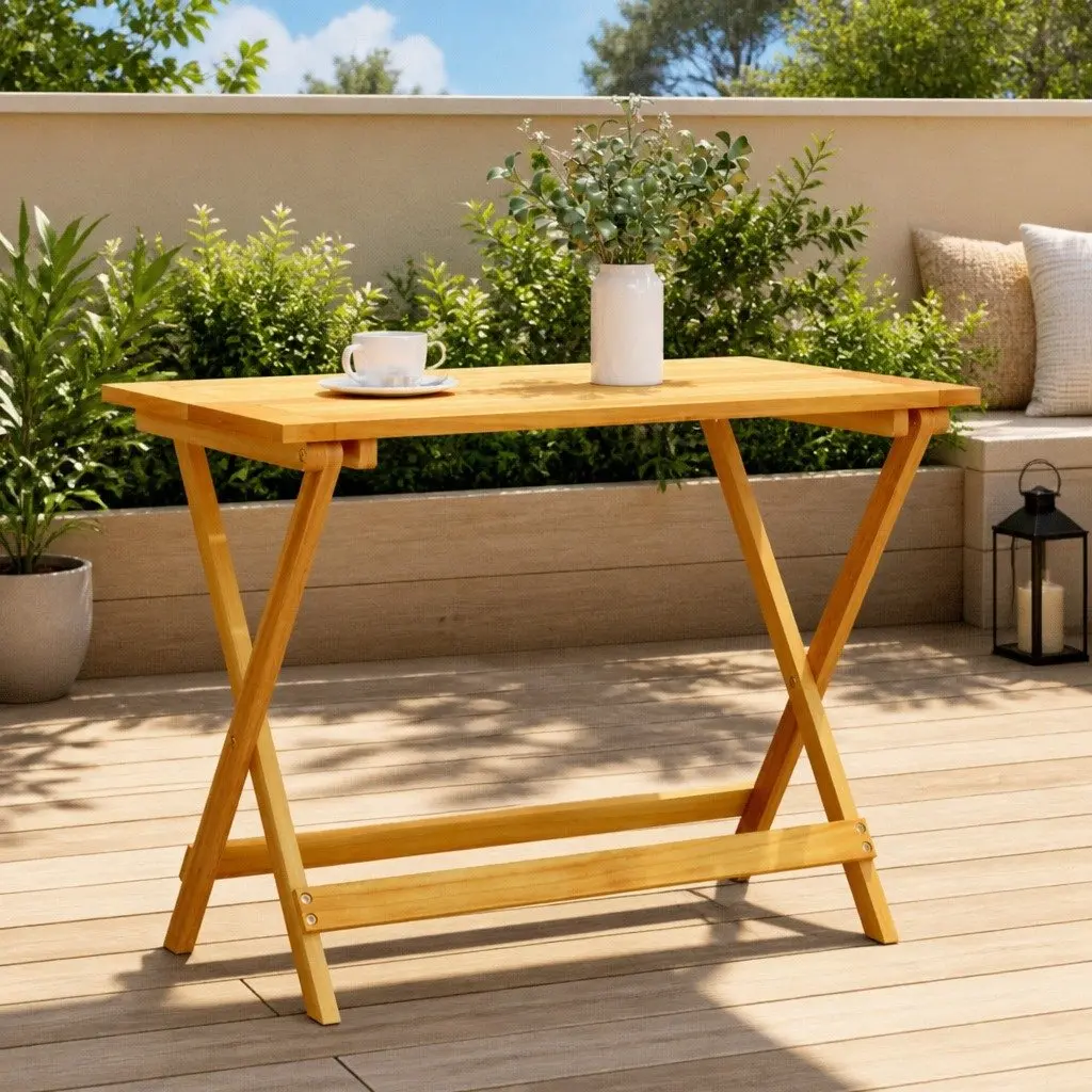 Folding Garden Table Solid Acacia Wood Brown 90x52.5x65cm Outdoor Patio Dining