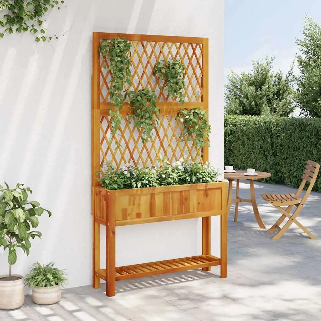 Wooden Planter with Trellis