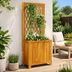 Your Go-To Wooden Planter with Trellis for Climbing Plants