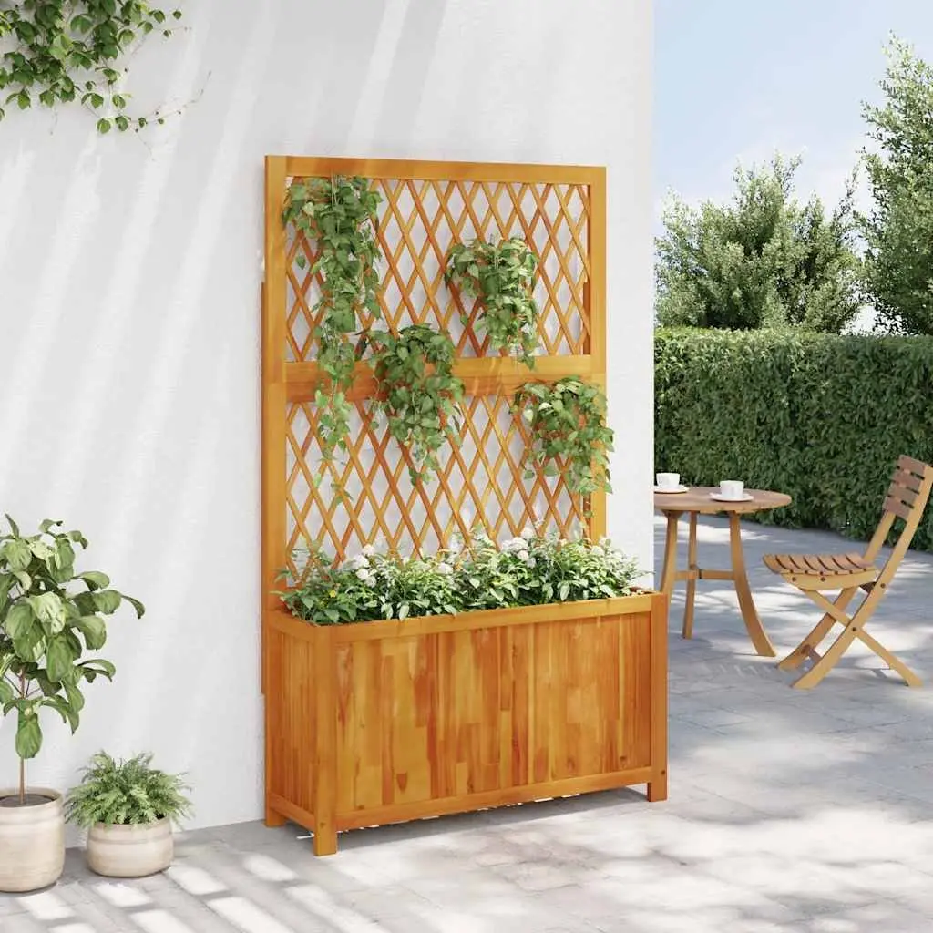 Wooden Planter with Integrated Trellis Solid Acacia Wood 100x32x165cm