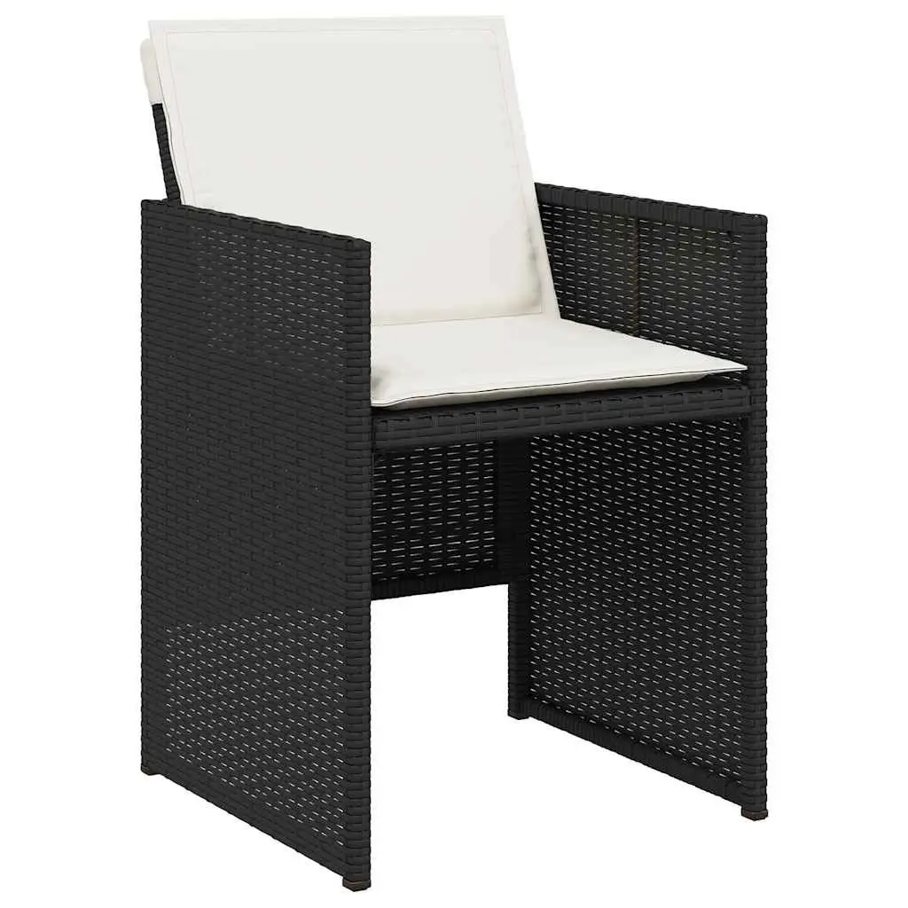 Outdoor Garden Chairs Set Black Poly Rattan Padded Cushions 4 Piece