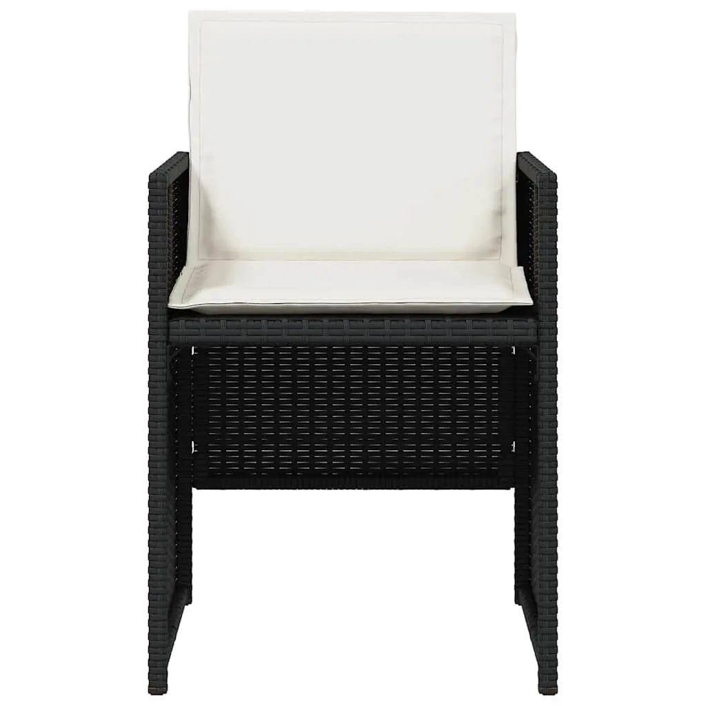 Outdoor Garden Chairs Set Black Poly Rattan Padded Cushions 4 Piece