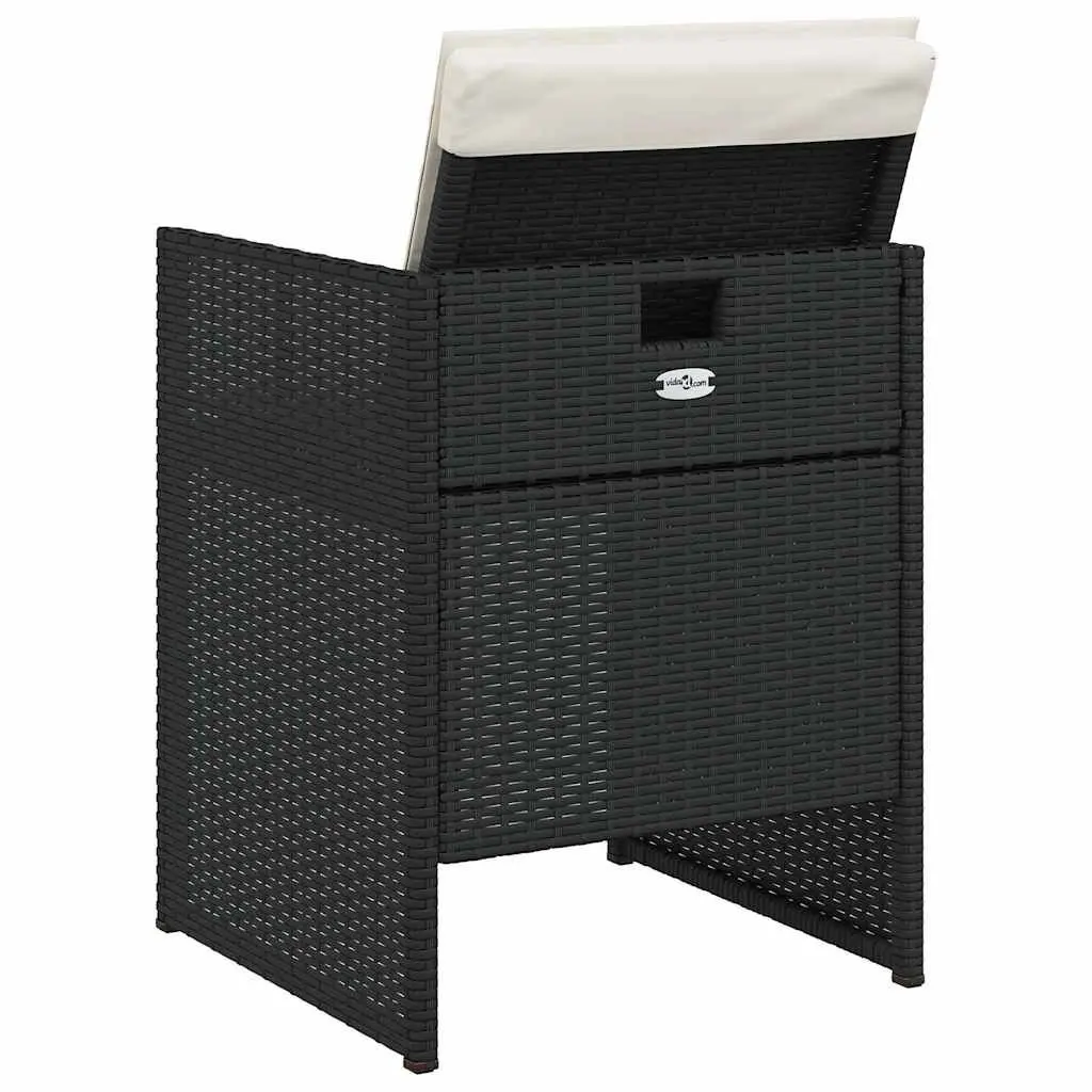 Outdoor Garden Chairs Set Black Poly Rattan Padded Cushions 4 Piece