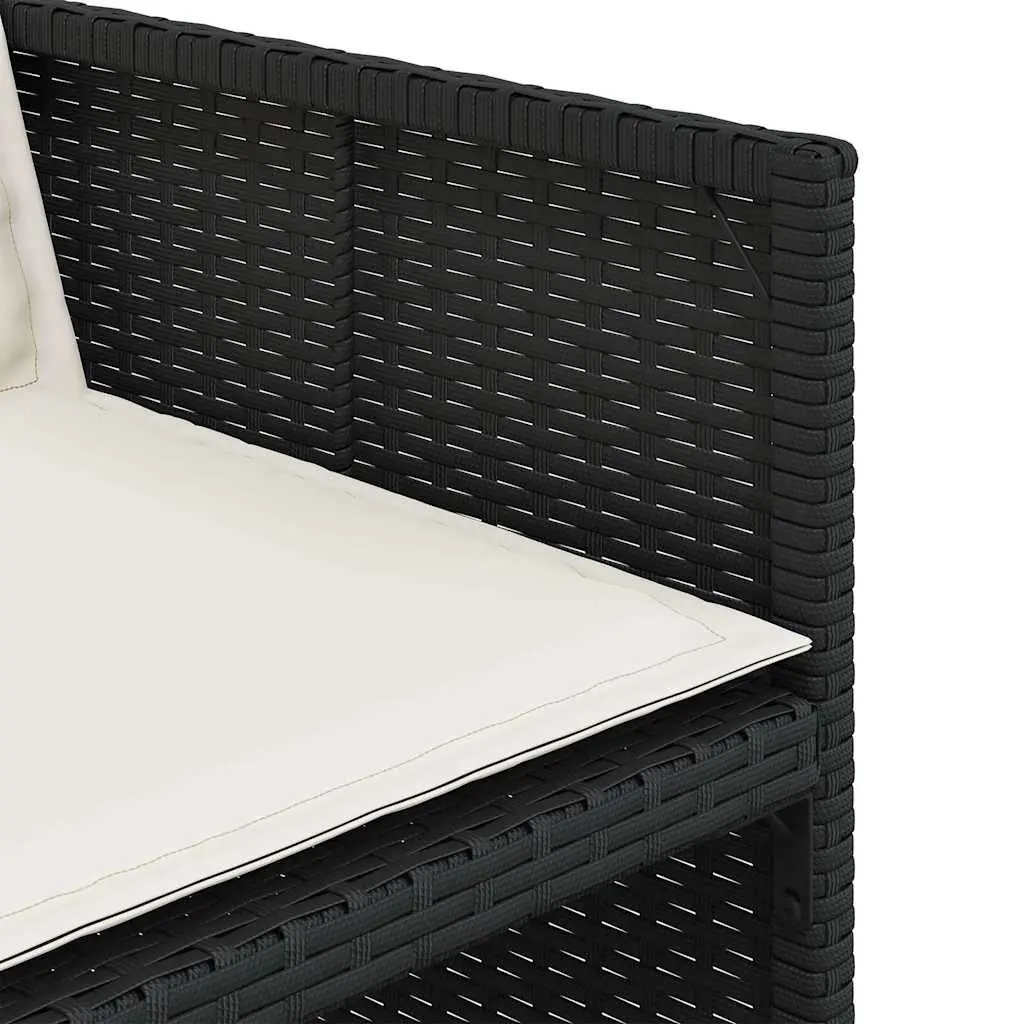 Outdoor Garden Chairs Set Black Poly Rattan Padded Cushions 4 Piece