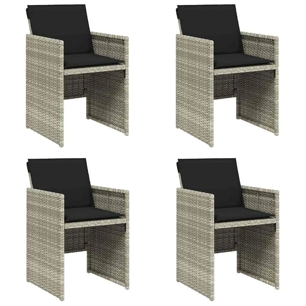 Outdoor Garden Chairs Grey with Cushions 4 Piece Poly Rattan Seating Set