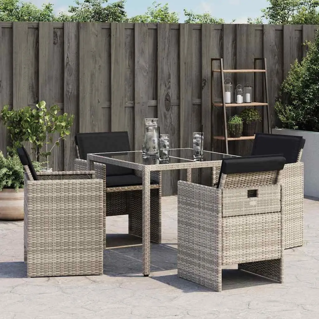 Outdoor Garden Chairs Grey with Cushions 4 Piece Poly Rattan Seating Set