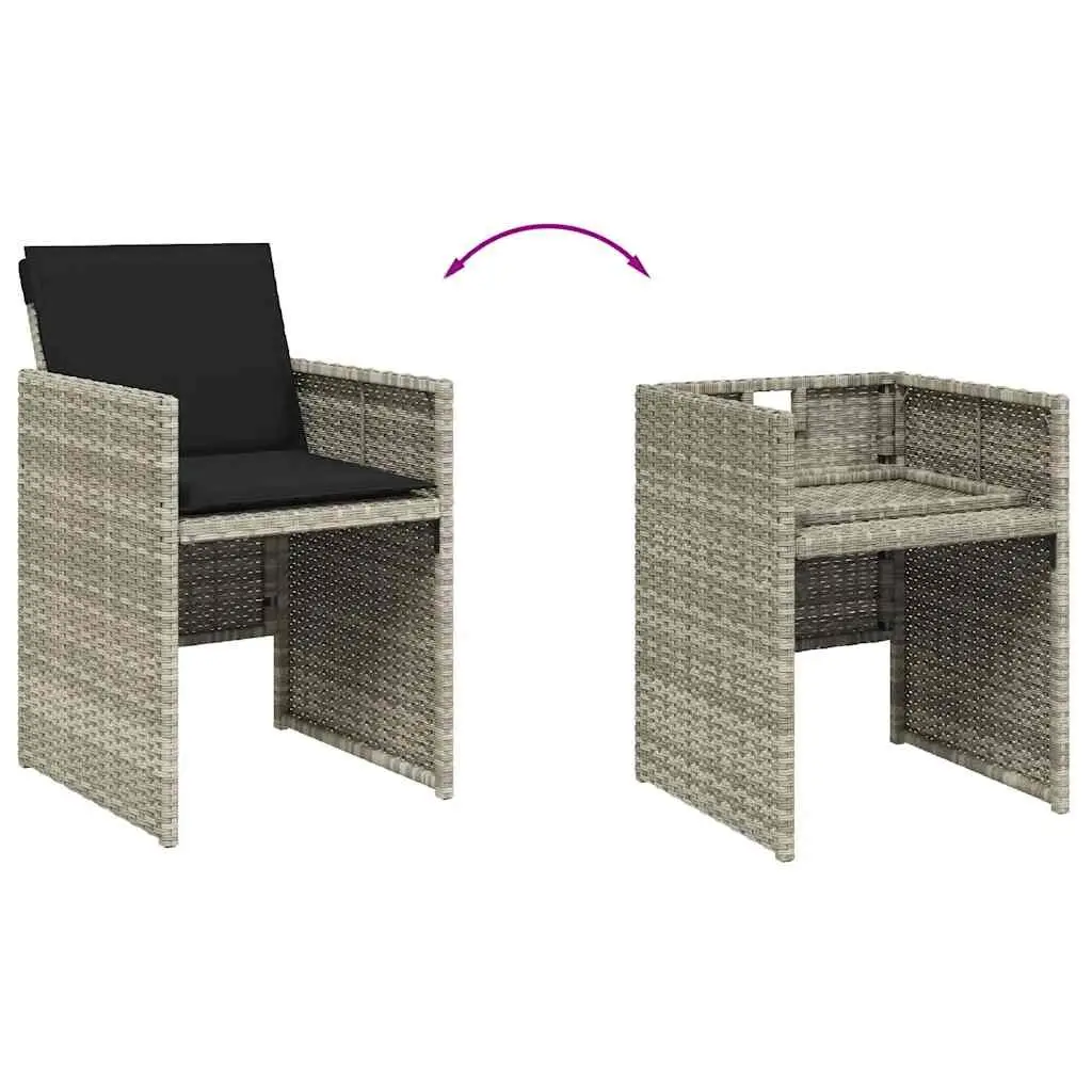 Outdoor Garden Chairs Grey with Cushions 4 Piece Poly Rattan Seating Set