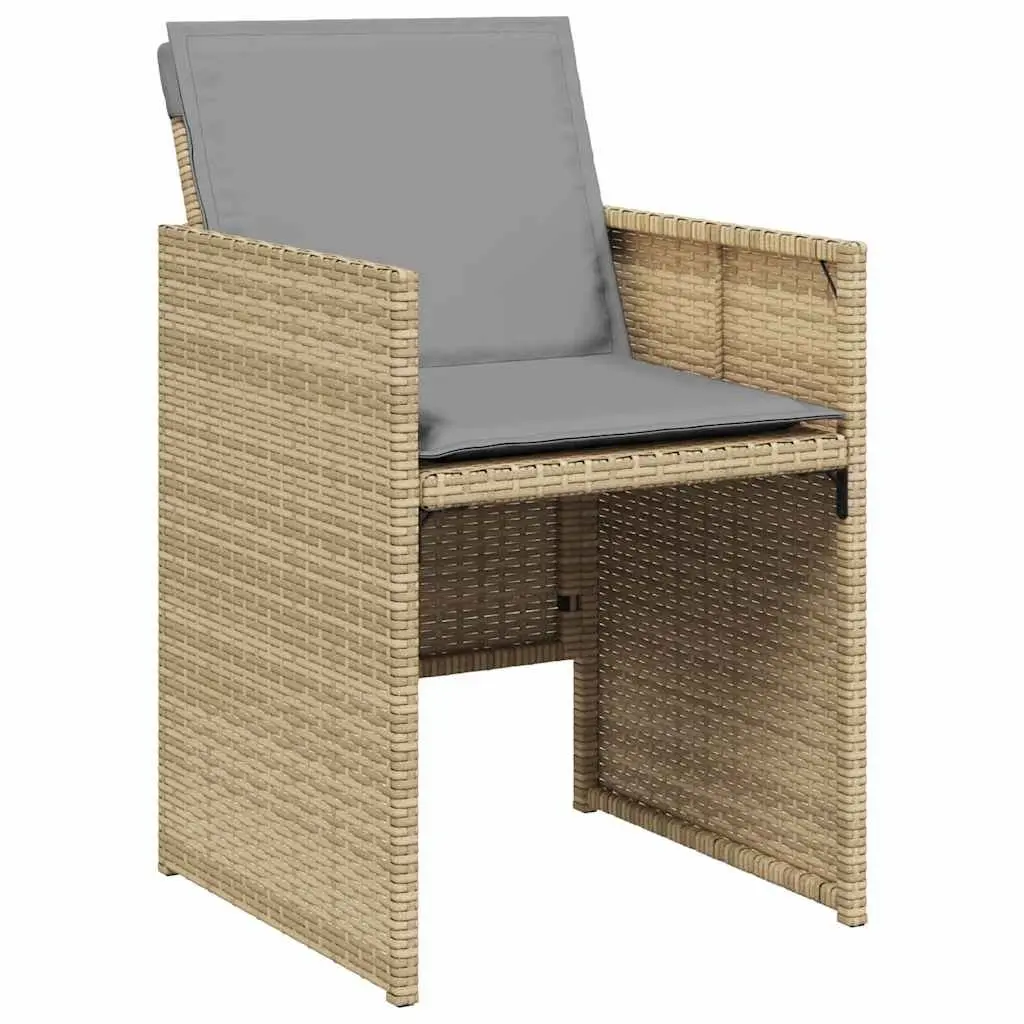 Outdoor Garden Chairs 4 Pieces Set with Cushions Beige Poly Rattan Seating