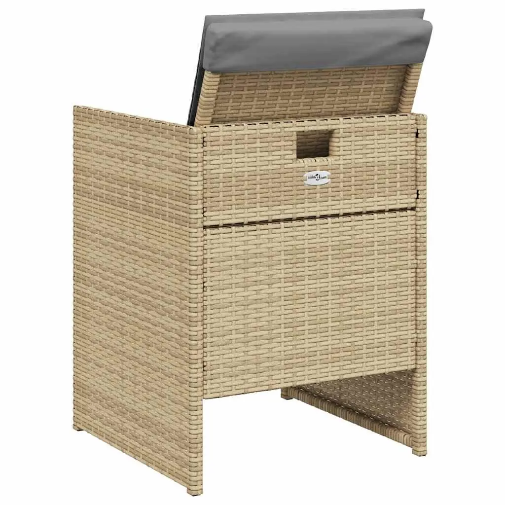 Outdoor Garden Chairs 4 Pieces Set with Cushions Beige Poly Rattan Seating