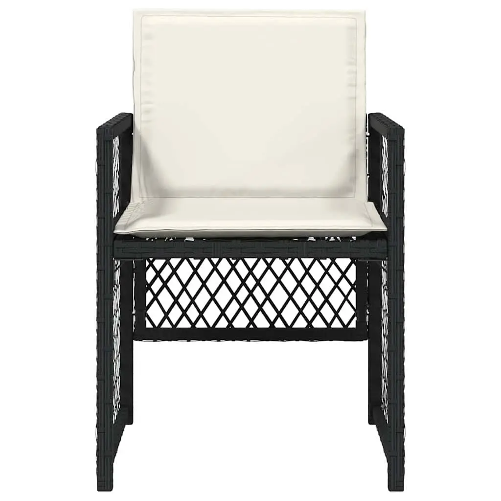 Outdoor Garden Chairs Black Poly Rattan with Cushions 4 Piece Set