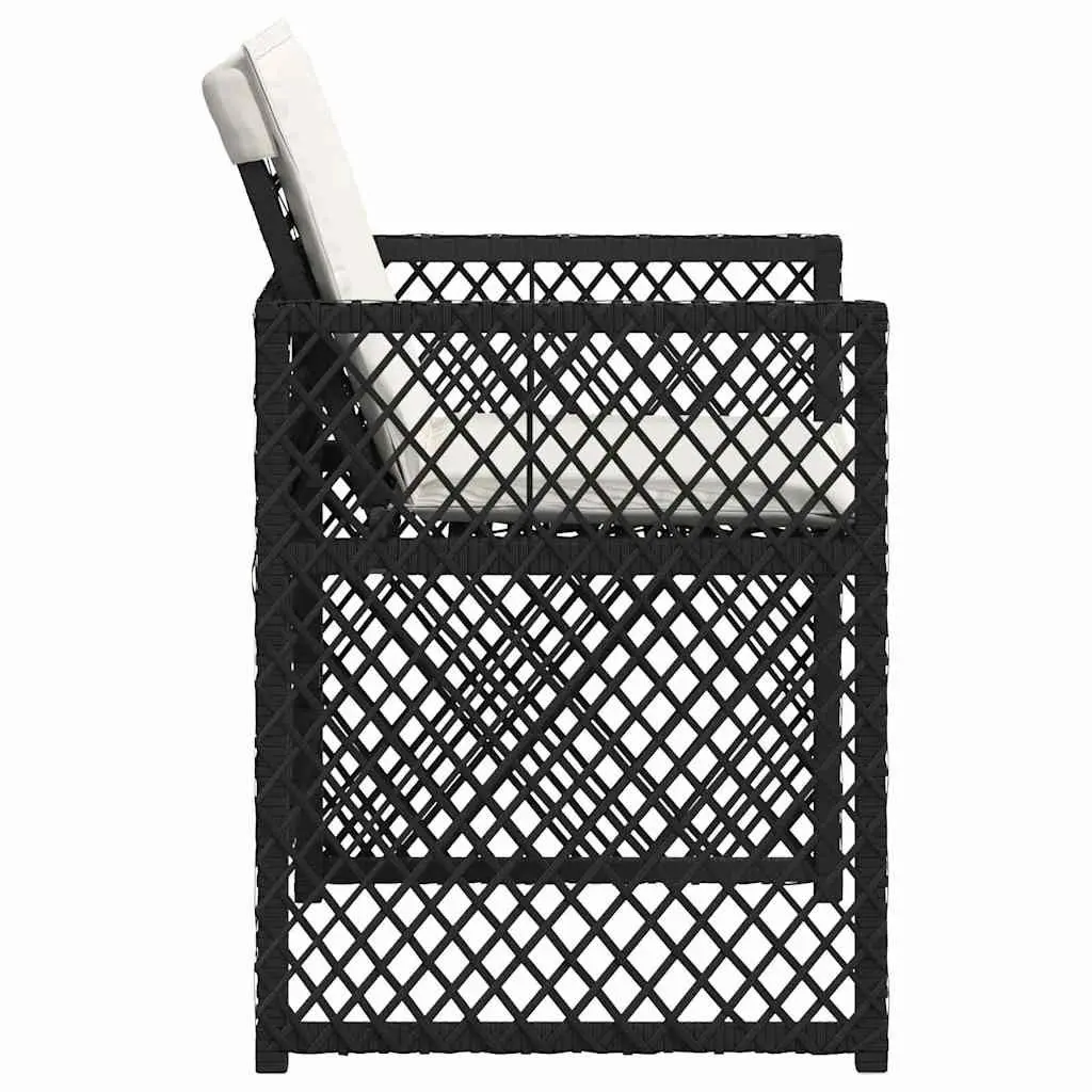 Outdoor Garden Chairs Black Poly Rattan with Cushions 4 Piece Set