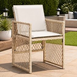Outdoor Garden Chairs Set 4 pcs with Cushions Beige Poly Rattan Seating
