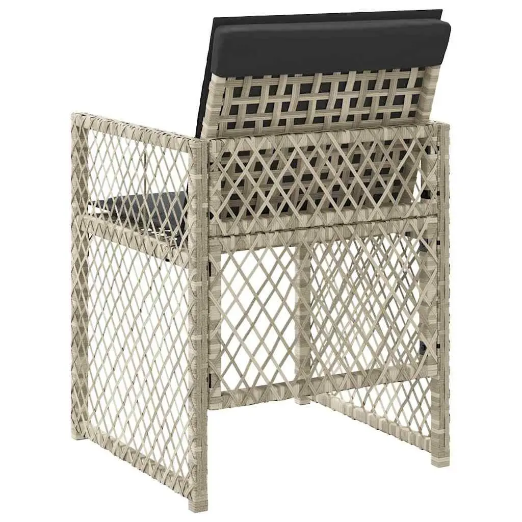 Garden Chairs Set of 4 Folding Grey Poly Rattan with Cushions