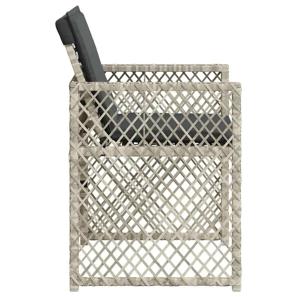 Garden Chairs Set of 4 Folding Grey Poly Rattan with Cushions