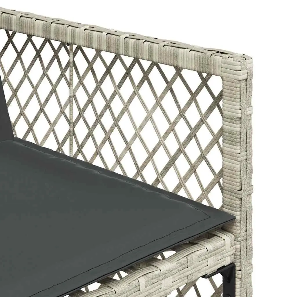 Garden Chairs Set of 4 Folding Grey Poly Rattan with Cushions