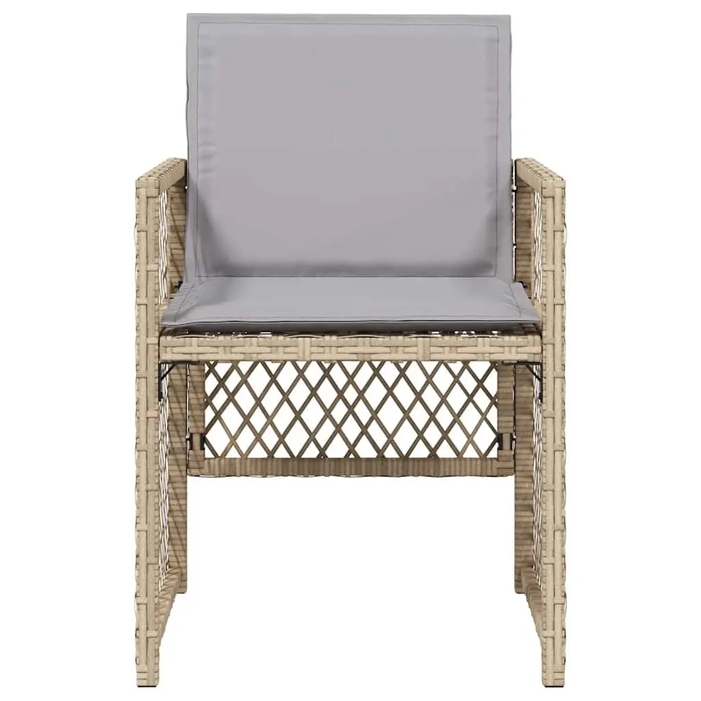 Outdoor Garden Chairs Set 4 pcs with Cushions Beige Poly Rattan Patio Seating