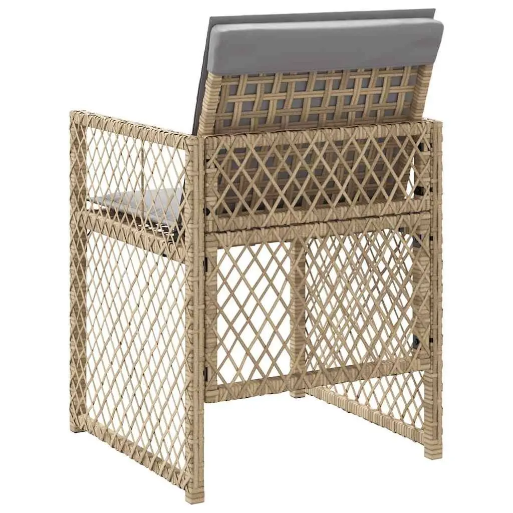 Outdoor Garden Chairs Set 4 pcs with Cushions Beige Poly Rattan Patio Seating