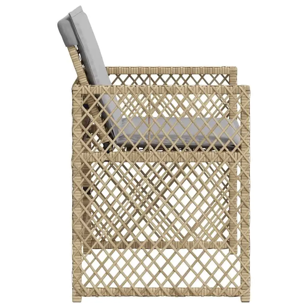 Outdoor Garden Chairs Set 4 pcs with Cushions Beige Poly Rattan Patio Seating