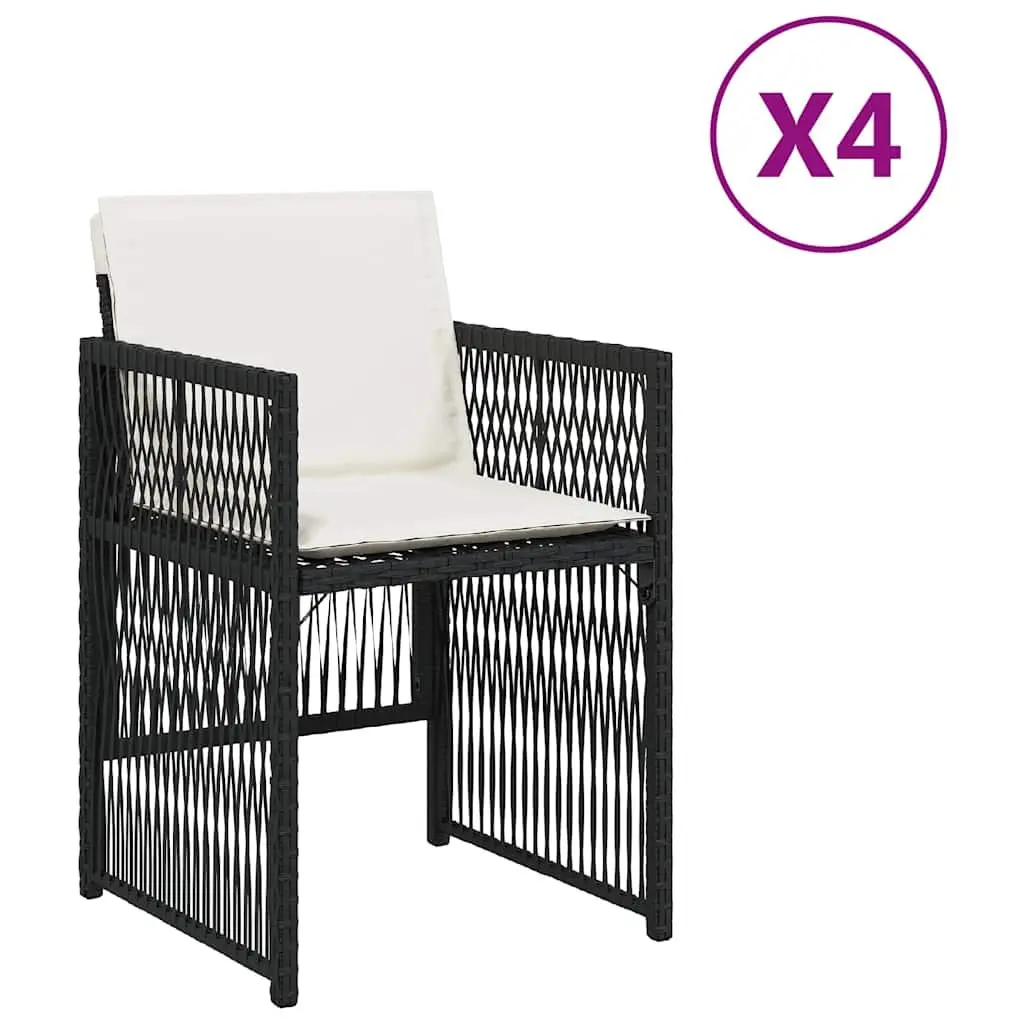 Outdoor Chairs Foldable Backrest 4 Pieces Black Poly Rattan
