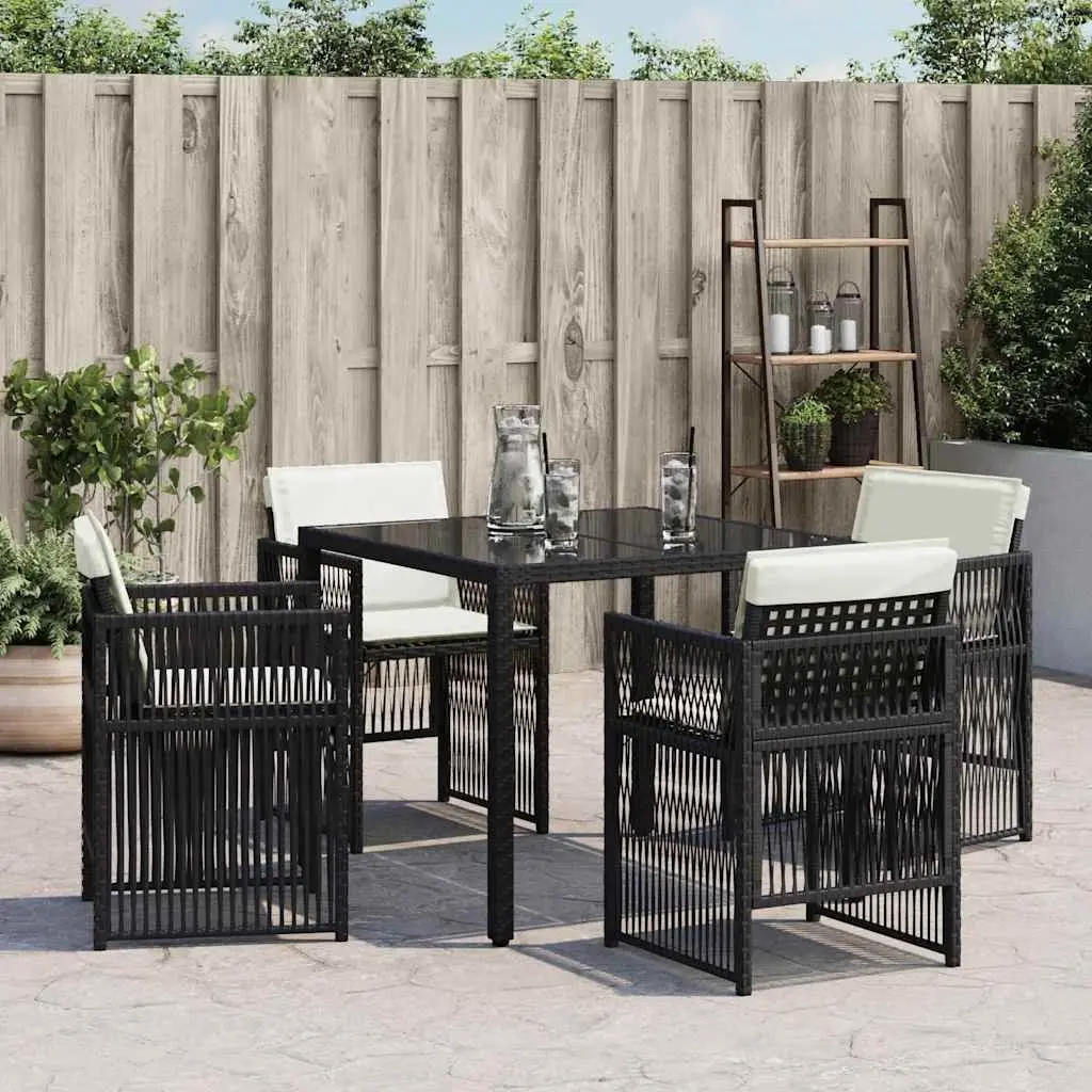 Outdoor Chairs Foldable Backrest 4 Pieces Black Poly Rattan