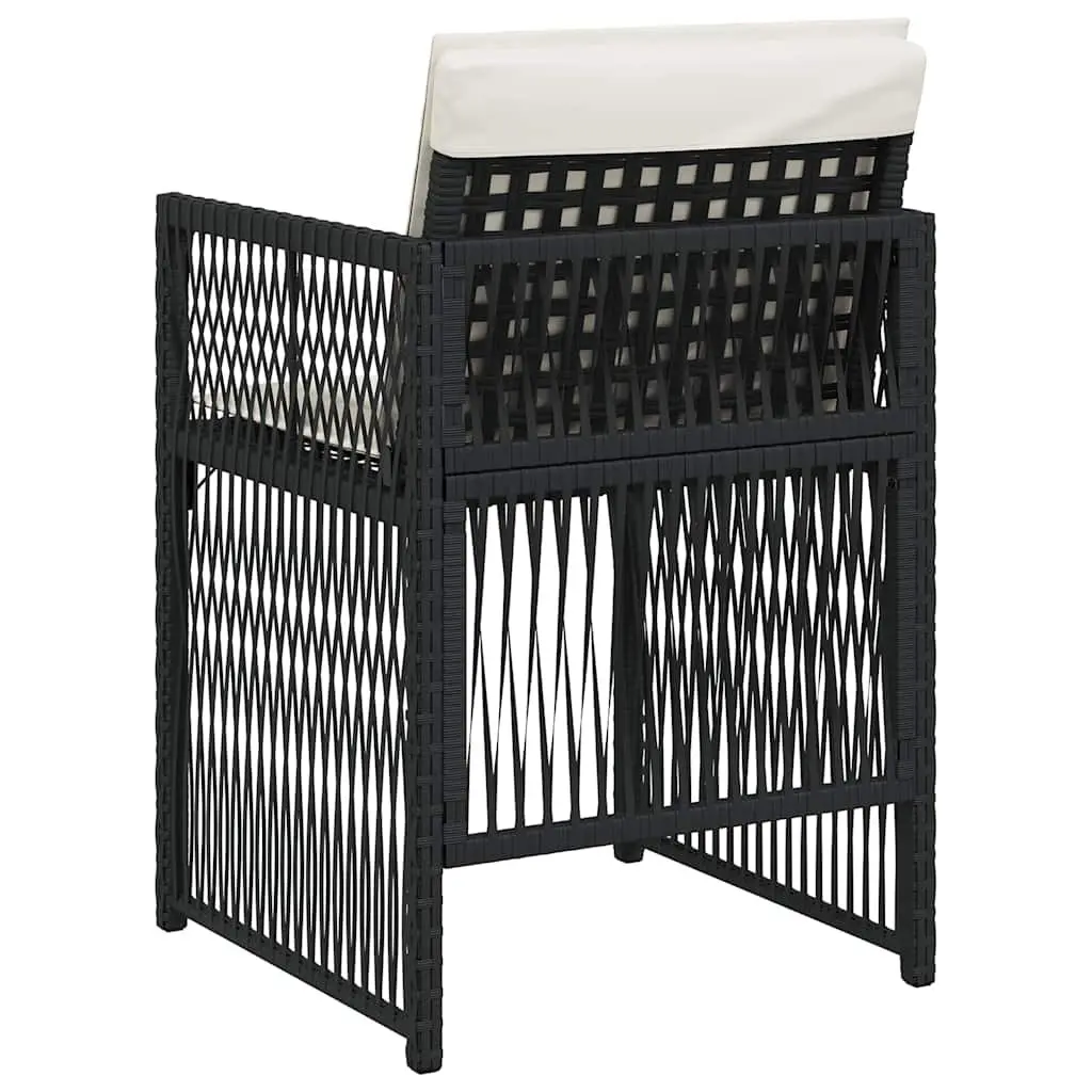 Outdoor Chairs Foldable Backrest 4 Pieces Black Poly Rattan