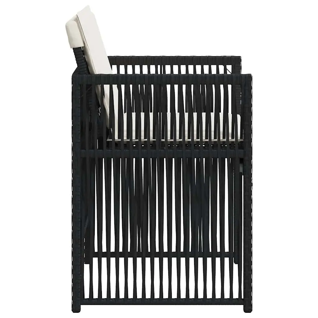 Outdoor Chairs Foldable Backrest 4 Pieces Black Poly Rattan