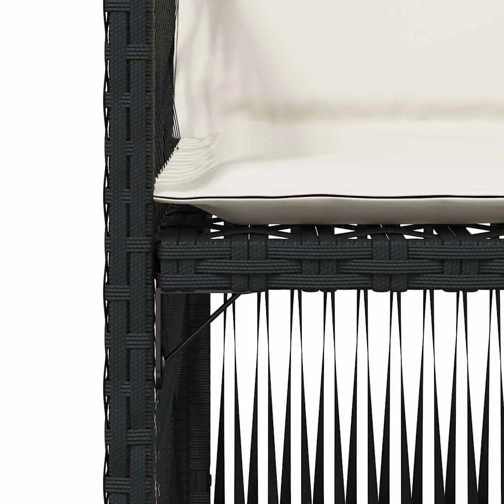 Outdoor Chairs Foldable Backrest 4 Pieces Black Poly Rattan