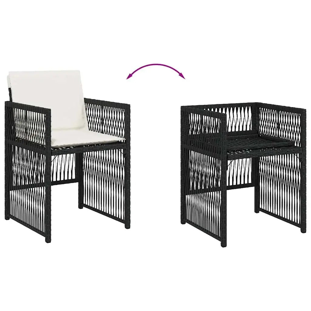 Outdoor Chairs Foldable Backrest 4 Pieces Black Poly Rattan