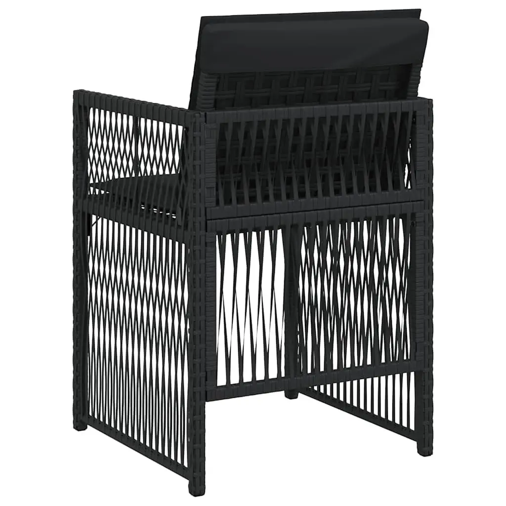 Outdoor Garden Chairs with Cushions 4pc Set Black Poly Rattan Patio Seating