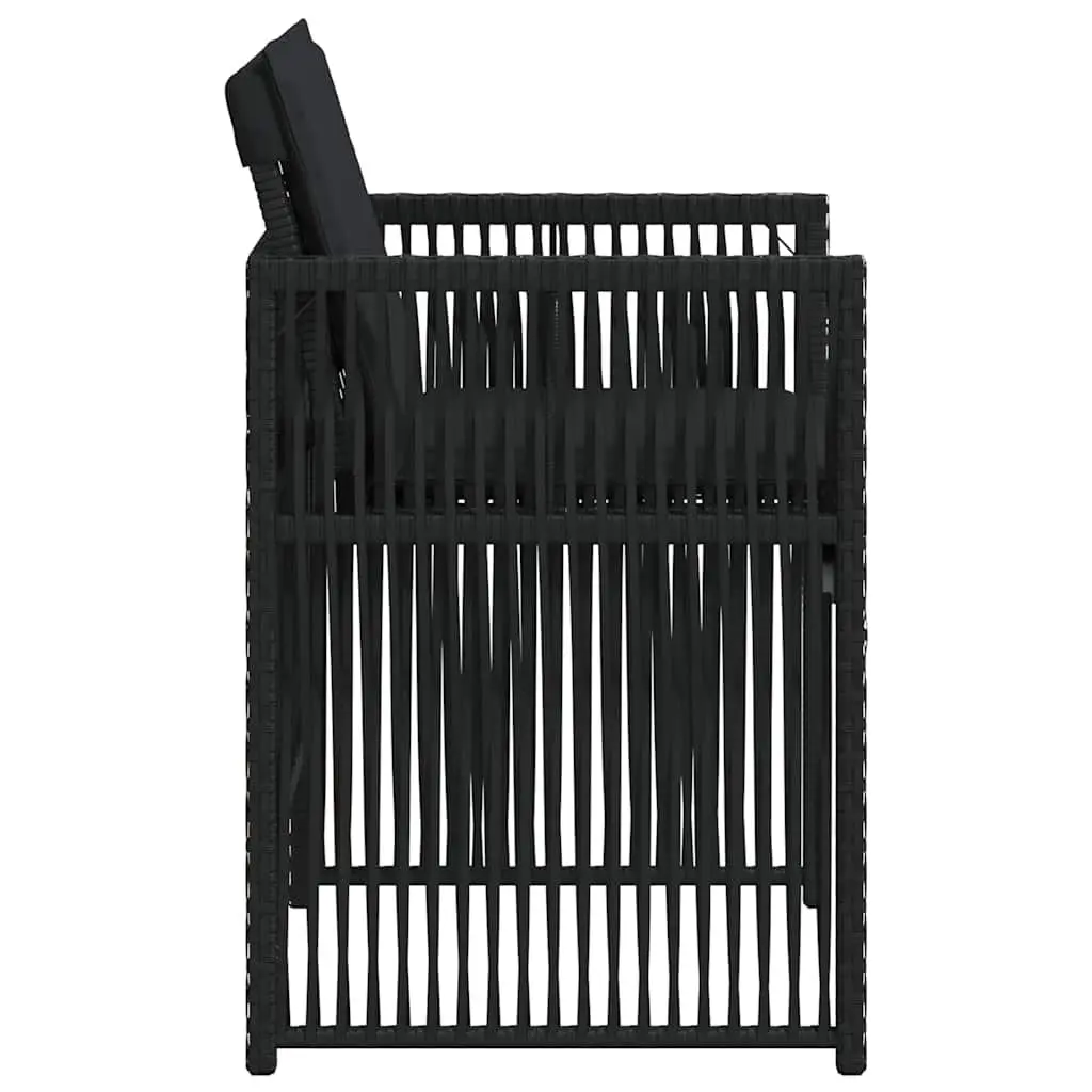 Outdoor Garden Chairs with Cushions 4pc Set Black Poly Rattan Patio Seating