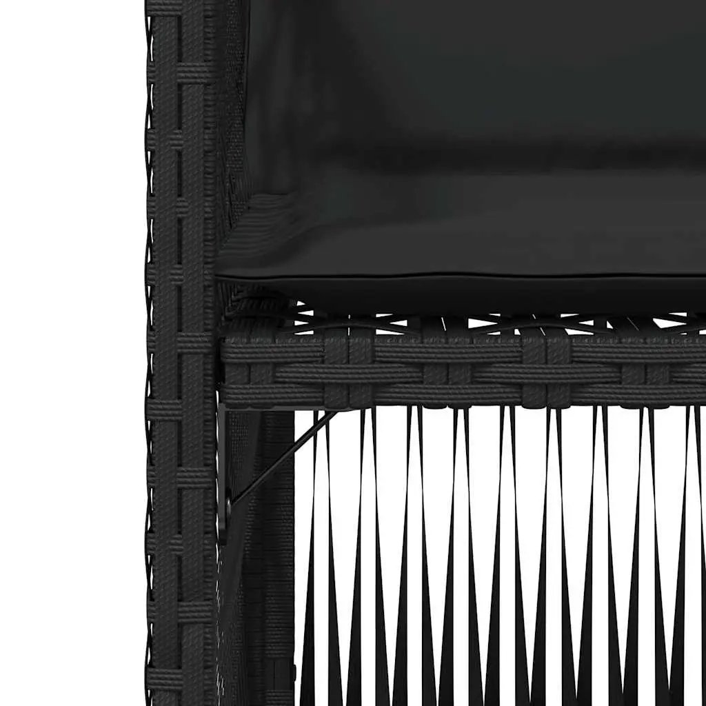 Outdoor Garden Chairs with Cushions 4pc Set Black Poly Rattan Patio Seating