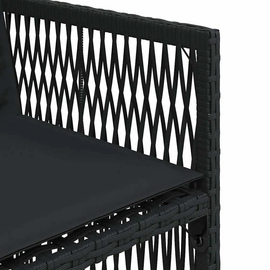 Outdoor Garden Chairs with Cushions 4pc Set Black Poly Rattan Patio Seating