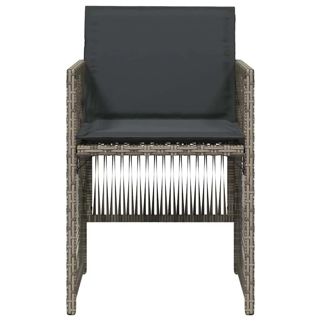 Outdoor Garden Chairs 4 pcs Set Grey Poly Rattan Seat with Cushions Patio