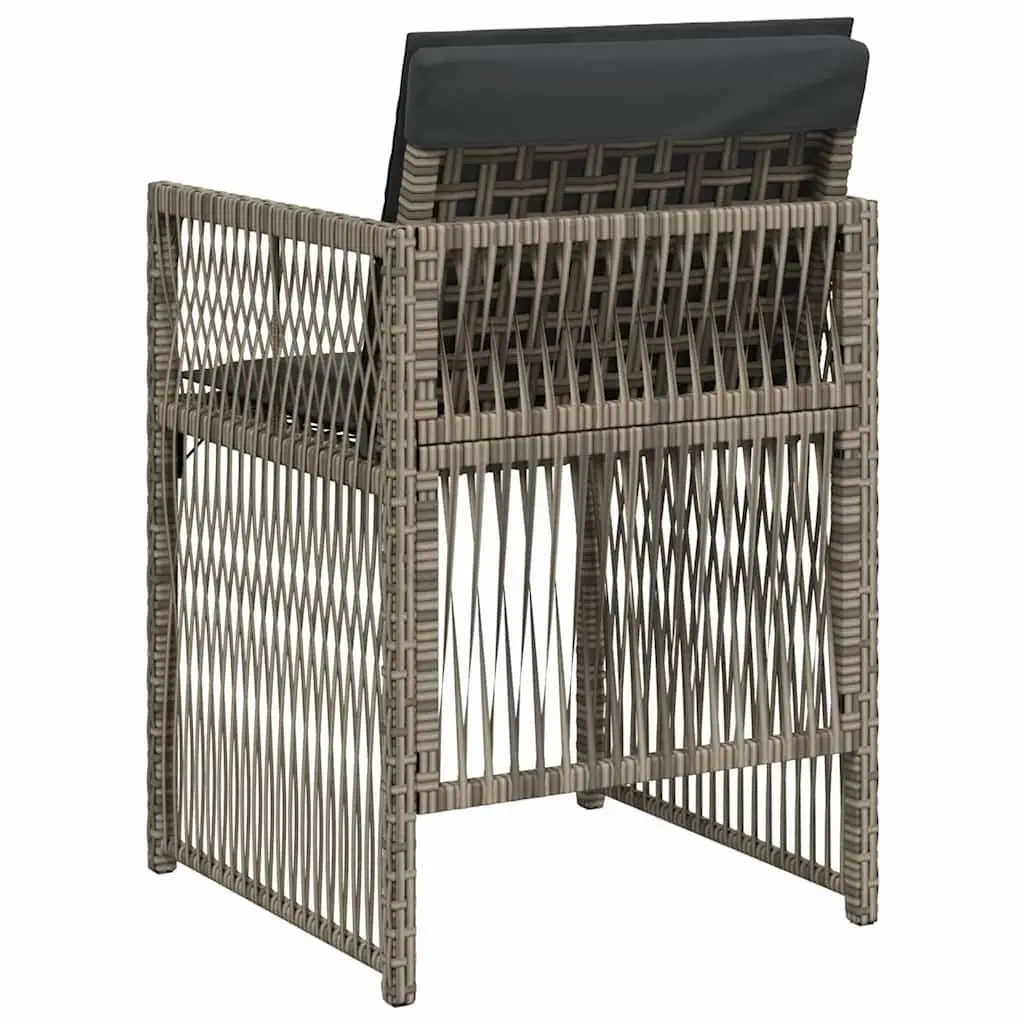 Outdoor Garden Chairs 4 pcs Set Grey Poly Rattan Seat with Cushions Patio
