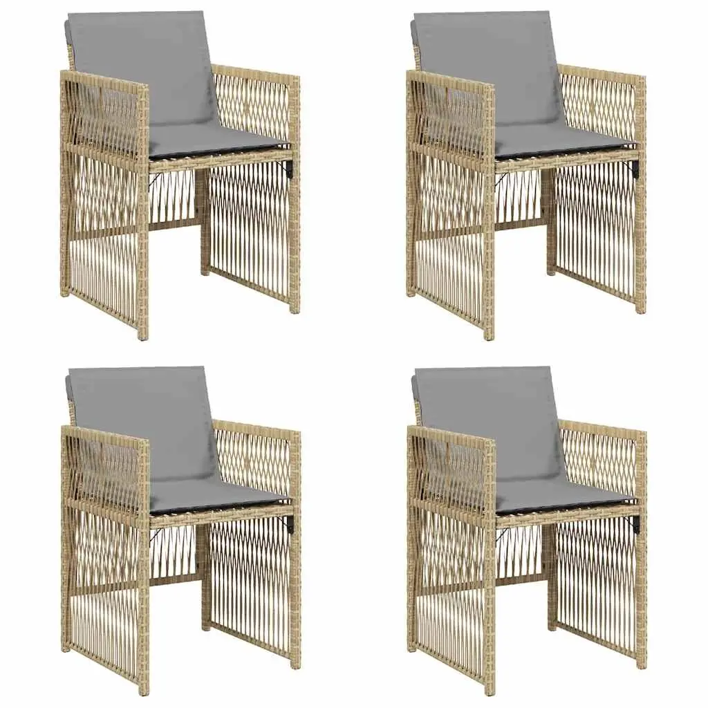 Outdoor Garden Chairs Set Cushioned 4 Piece Poly Rattan