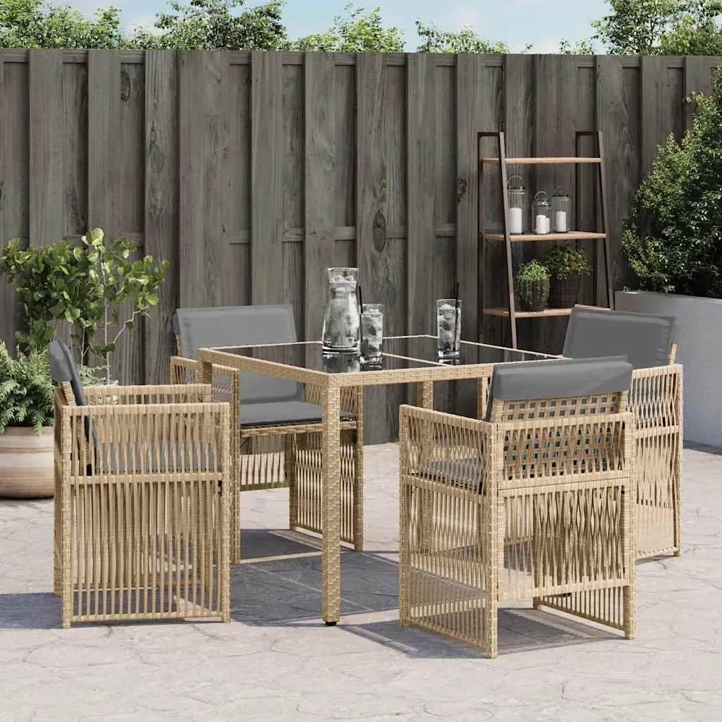 Outdoor Garden Chairs Set Cushioned 4 Piece Poly Rattan