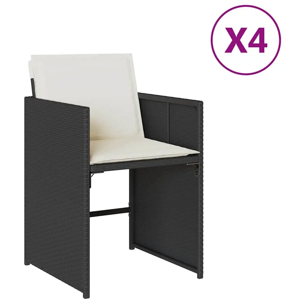 Outdoor Chairs PE Rattan with Cushions Black 4 Piece