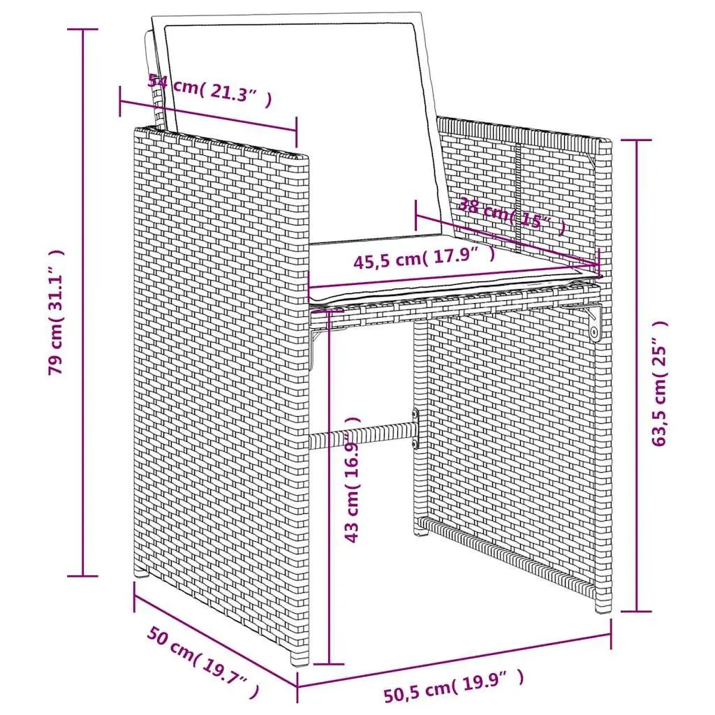 Outdoor Chairs PE Rattan with Cushions Black 4 Piece