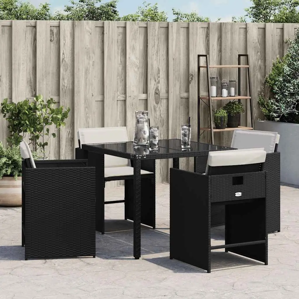 Outdoor Chairs PE Rattan with Cushions Black 4 Piece