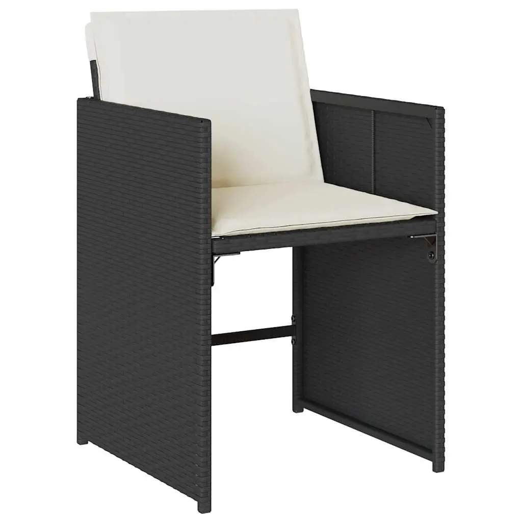 Outdoor Chairs PE Rattan with Cushions Black 4 Piece