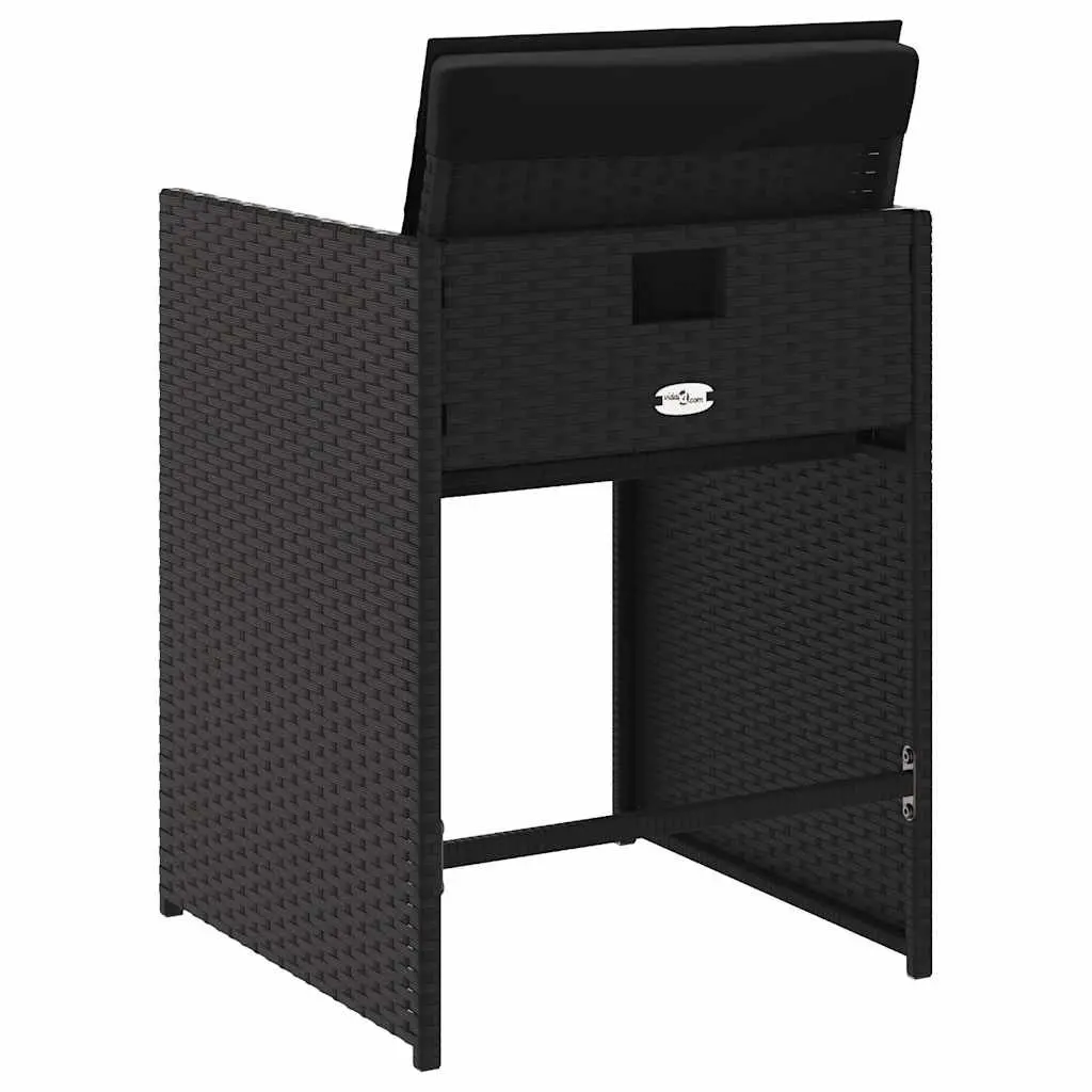 Outdoor Garden Chairs Set Black Poly Rattan with Padded Cushions 4 Piece