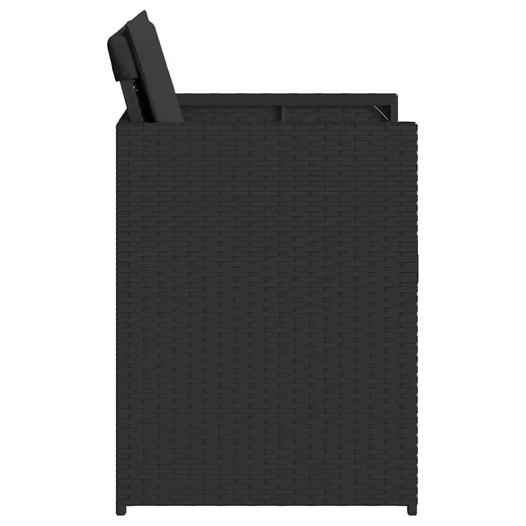 Outdoor Garden Chairs Set Black Poly Rattan with Padded Cushions 4 Piece