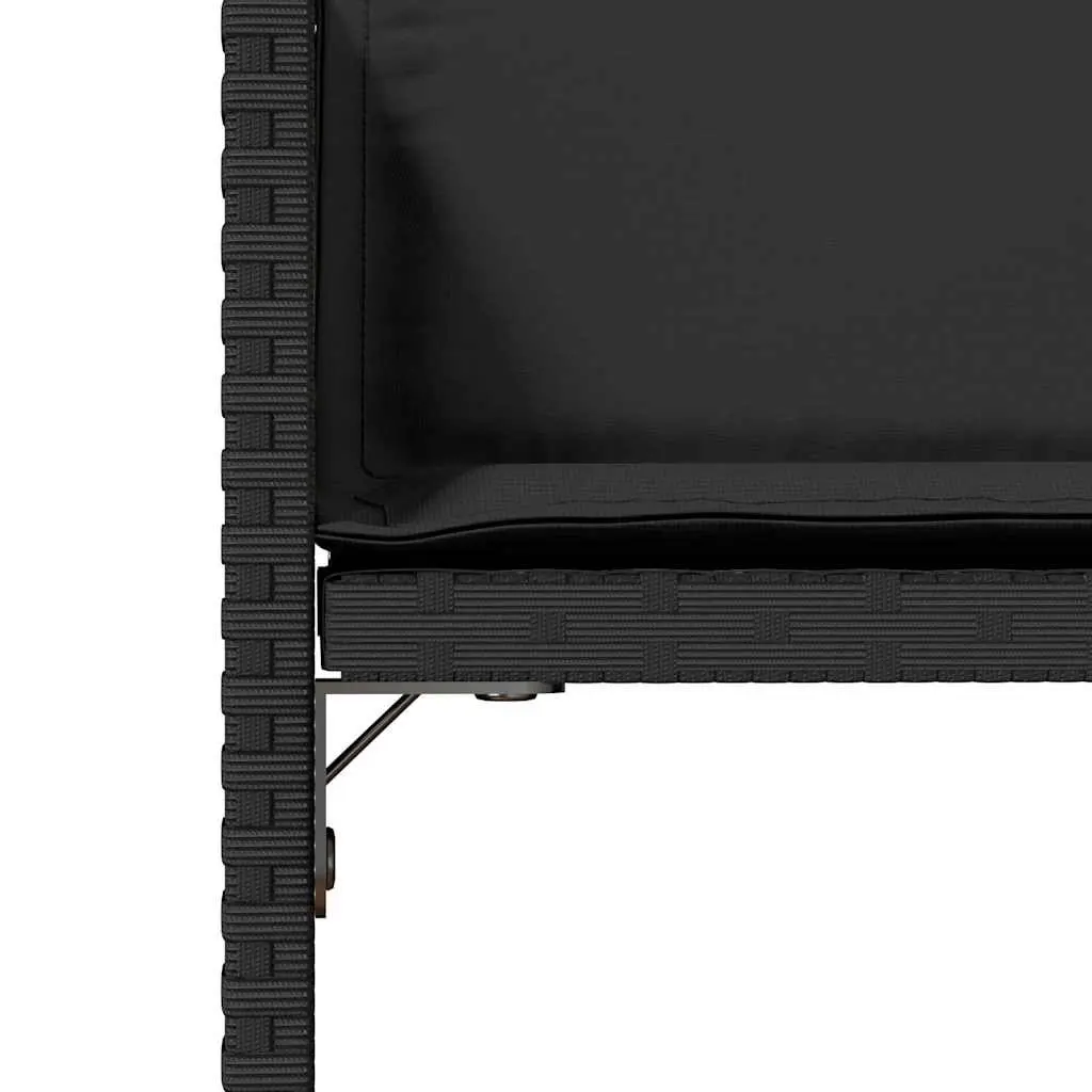 Outdoor Garden Chairs Set Black Poly Rattan with Padded Cushions 4 Piece