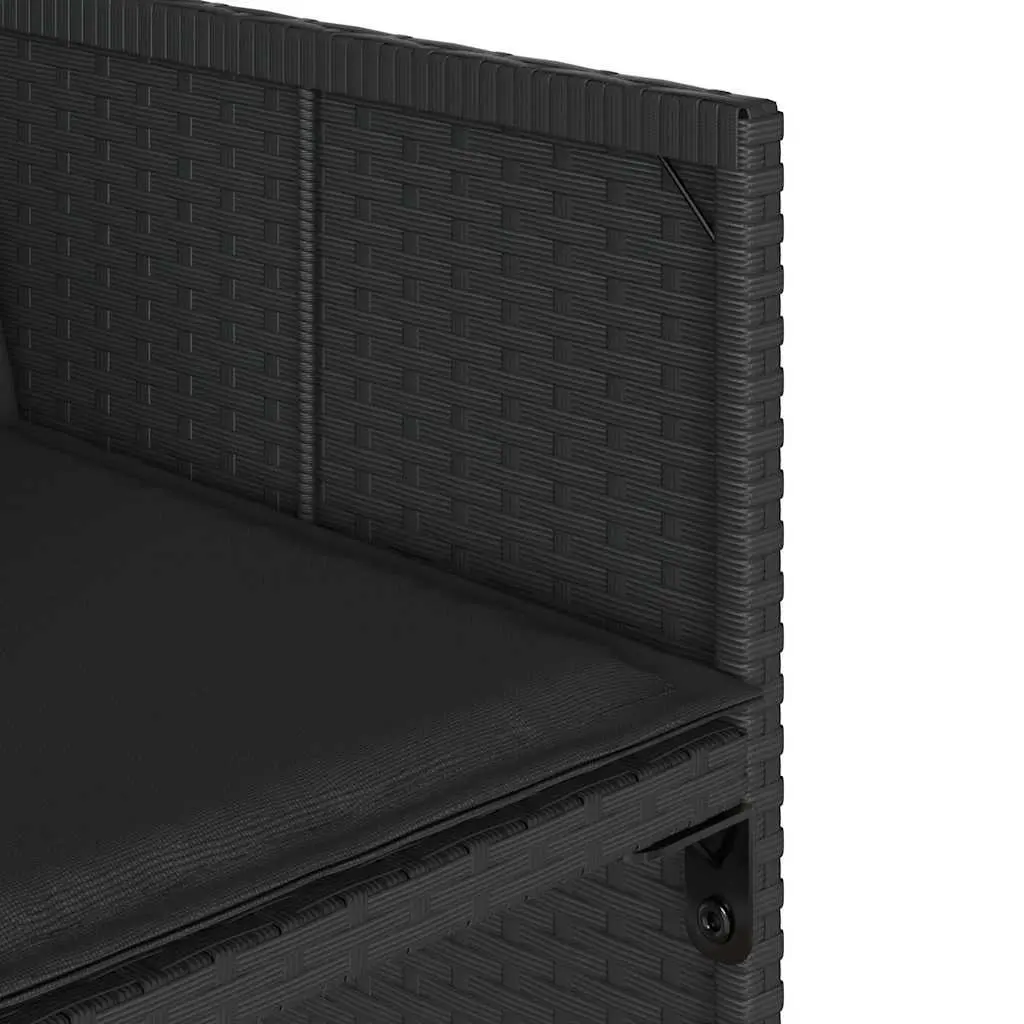 Outdoor Garden Chairs Set Black Poly Rattan with Padded Cushions 4 Piece